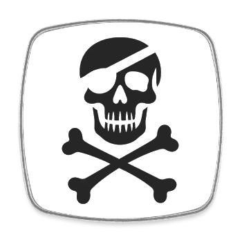 Klassischer Jolly Roger Piraten Totenkopf - Viereckiger Kühlschrankmagnet - Weiß - Vorne