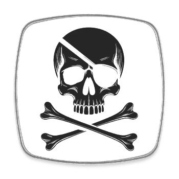 Klassischer Jolly Roger Piraten Totenkopf - Viereckiger Kühlschrankmagnet - Weiß - Vorne
