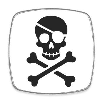 Classic Jolly Roger Pirate Skull - Square fridge magnet - white - Front