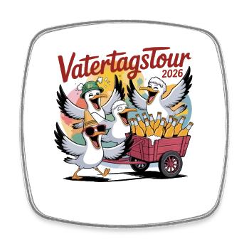  Vatertagstour 2026 Lustige Möwen Mit Bollerwagen - Viereckiger Kühlschrankmagnet - Weiß - Vorne