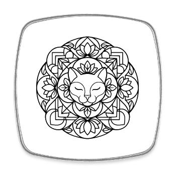 Katzen Mandala mit harmonischer Ornamentik - Viereckiger Kühlschrankmagnet - Weiß - Vorne