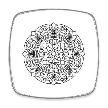 Florales Mandala mit harmonischer Symmetrie - Viereckiger Kühlschrankmagnet - Weiß - Vorne