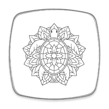 Schildkröten Mandala mit ruhiger Ornamentik - Viereckiger Kühlschrankmagnet - Weiß - Vorne