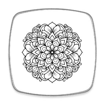 Florales Mandala mit feiner Ornamentik - Viereckiger Kühlschrankmagnet - Weiß - Vorne