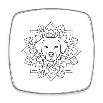 Dog mandala with floral ornamentation - Square fridge magnet - white - Front
