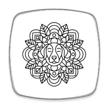 Hund Mandala mit symmetrischer Ornamentik - Viereckiger Kühlschrankmagnet - Weiß - Vorne