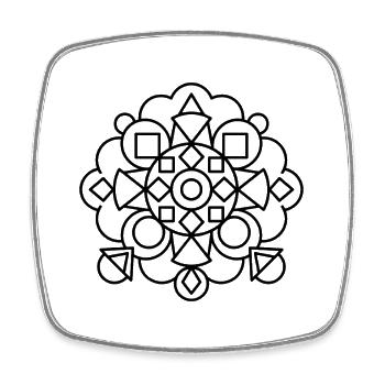 Geometrisches Mandala mit klarer Symmetrie - Viereckiger Kühlschrankmagnet - Weiß - Vorne