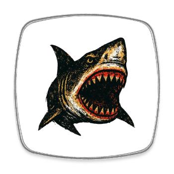 Hai Grunge Design – Aggressiver Haifisch Look - Viereckiger Kühlschrankmagnet - Weiß - Vorne