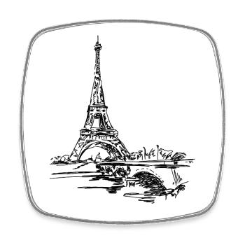 Pariser Skyline: Skizzenhafter Eiffel Turm - Viereckiger Kühlschrankmagnet - Weiß - Vorne