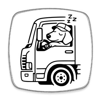 truck truck driver long-distance driver dog sleeping - Square fridge magnet - white - Front