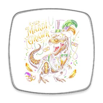 Mardi Gras Dino Mask Cult - Square fridge magnet - white - Front