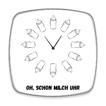Uhr aus Babyflaschen - Viereckiger Kühlschrankmagnet - Weiß - Vorne