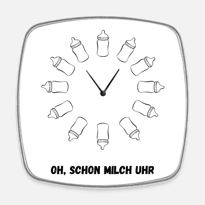 Montre fabriquée à partir de biberons - Magnet carré - blanc