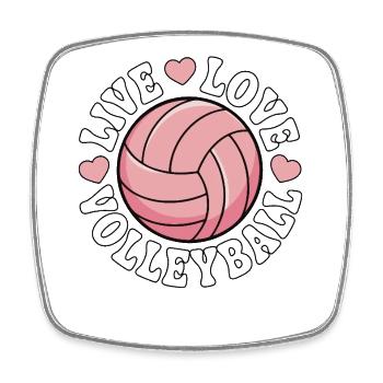 Volley-ball Live Love - Design Pink Love - Magnet carré - blanc - Devant