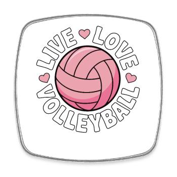 Volley-ball Live Love - Design Pink Love - Magnet carré - blanc - Devant