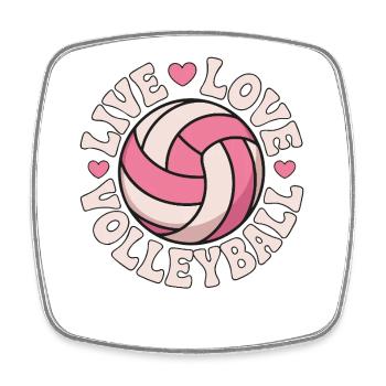 Volley-ball Live Love - Design Pink Love - Magnet carré - blanc - Devant