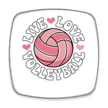 Volley-ball Live Love - Design Pink Love - Magnet carré - blanc - Devant