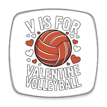 V is for Valentine Volleyball - Square fridge magnet - white - Front