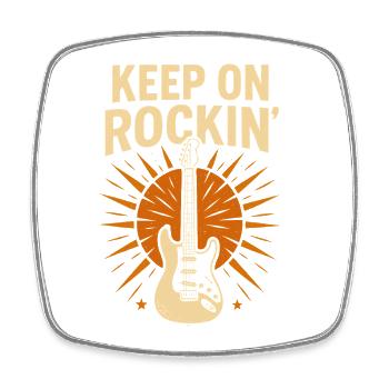 Continue de rocker, guitare rockfan - Magnet carré - blanc - Devant