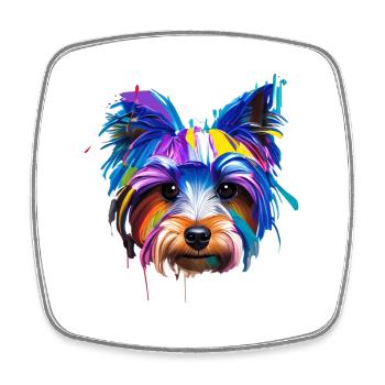 Yorkshire Terrier Yorkie Colorful Pop Art Dog Mom - Square fridge magnet - white - Front