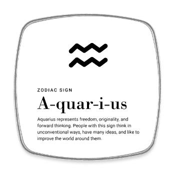 Aquarius - Zodiac Sign - Viereckiger Kühlschrankmagnet - Weiß - Vorne