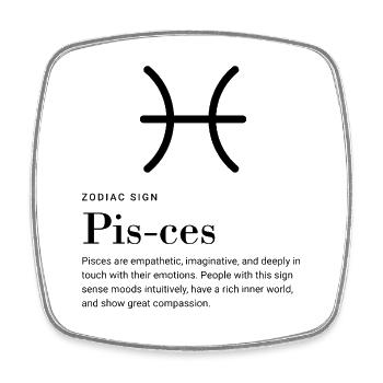 Pisces - Zodiac sign - Square fridge magnet - white - Front