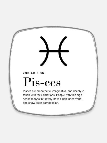 Pisces - Zodiac sign - Square fridge magnet - white
