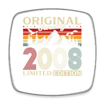18th Birthday Original January 2008 - Square fridge magnet - white - Front