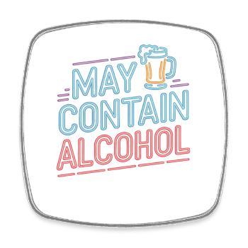 May Contain Alcohol Alkohol Mallorca Saufen JGA - Viereckiger Kühlschrankmagnet - Weiß - Vorne