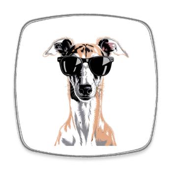 Greyhound Windhund - Viereckiger Kühlschrankmagnet - Weiß - Vorne
