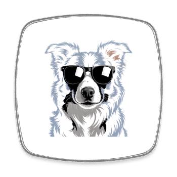 Border Collie - Magnet carré - blanc - Devant