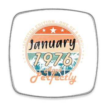 Cadeau d’anniversaire rétro vintage de janvier 1976 - Magnet carré - blanc - Devant