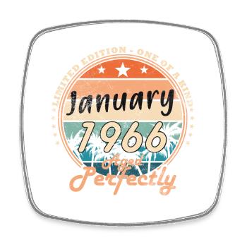 January 1966 Vintage Retro Birthday Gift - Square fridge magnet - white - Front