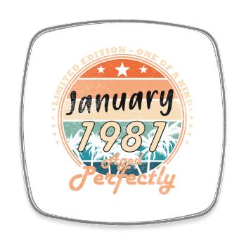 45th Birthday Original January 1981 - Square fridge magnet - white - Front