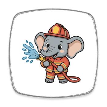 Feuerwehr elefant Schlauchspritzer - Viereckiger Kühlschrankmagnet - Weiß - Vorne