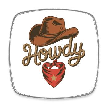 Howdy Cowboy - Western Rope Design - Viereckiger Kühlschrankmagnet - Weiß - Vorne