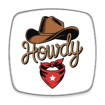 Howdy Cowboy - Western Rope Design - Viereckiger Kühlschrankmagnet - Weiß - Vorne