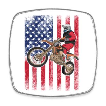 Drapeau américain du vélo de cross, - Magnet carré - blanc - Devant