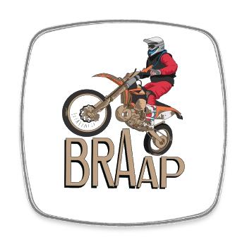Dirt Biking Braap - Square fridge magnet - white - Front