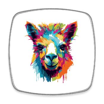 Llama Color Explosion Pop Art - Square fridge magnet - white - Front