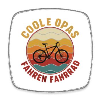 Coole Opas fahren Fahrrad - Viereckiger Kühlschrankmagnet - Weiß - Vorne