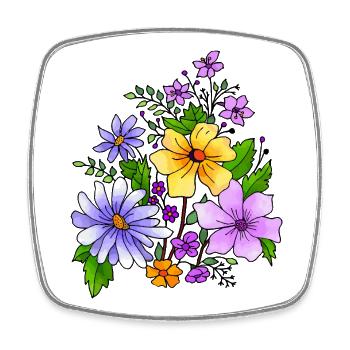 Blumen - Viereckiger Kühlschrankmagnet - Weiß - Vorne