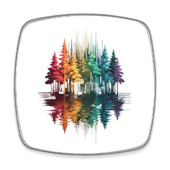 Bäume, Wald, Natur, Wildnis, Outdoor, Reflexion - Viereckiger Kühlschrankmagnet - Weiß - Vorne
