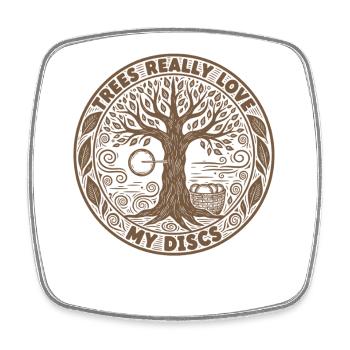 Trees Really Love My Discs Disc Golf Fun - Square fridge magnet - white - Front