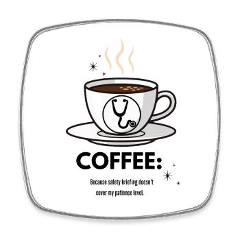 Coffee & Nursing Survival - Funny Nurse Gift - Viereckiger Kühlschrankmagnet - Weiß - Vorne