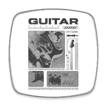 Gitarrist, Rockgitarrist, Streetwear-Musiker - Viereckiger Kühlschrankmagnet - Weiß - Vorne