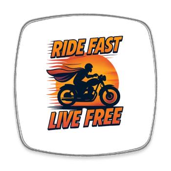 Ride Fast Live Free - Square fridge magnet - white - Front
