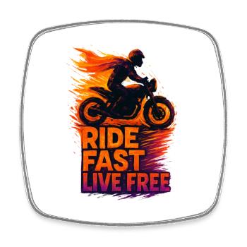 Ride Fast Live Free - Viereckiger Kühlschrankmagnet - Weiß - Vorne