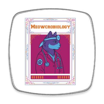 The Meowcrobiology Gang Cat Doctor - Square fridge magnet - white - Front
