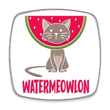 Funny Watermeowlon Cat Pun Fruit Graphic - Viereckiger Kühlschrankmagnet - Weiß - Vorne